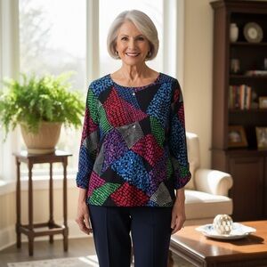 Ruby Rd. Multicolor Geometric Blouse